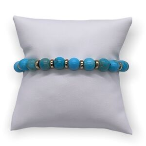 NWT Wool + Pepper Co. Turquoise + Gold Beaded Bracelet